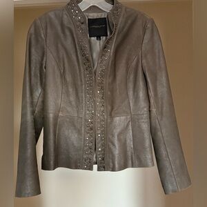 Classiques Entier Shimmering Taupe Leather Jacket